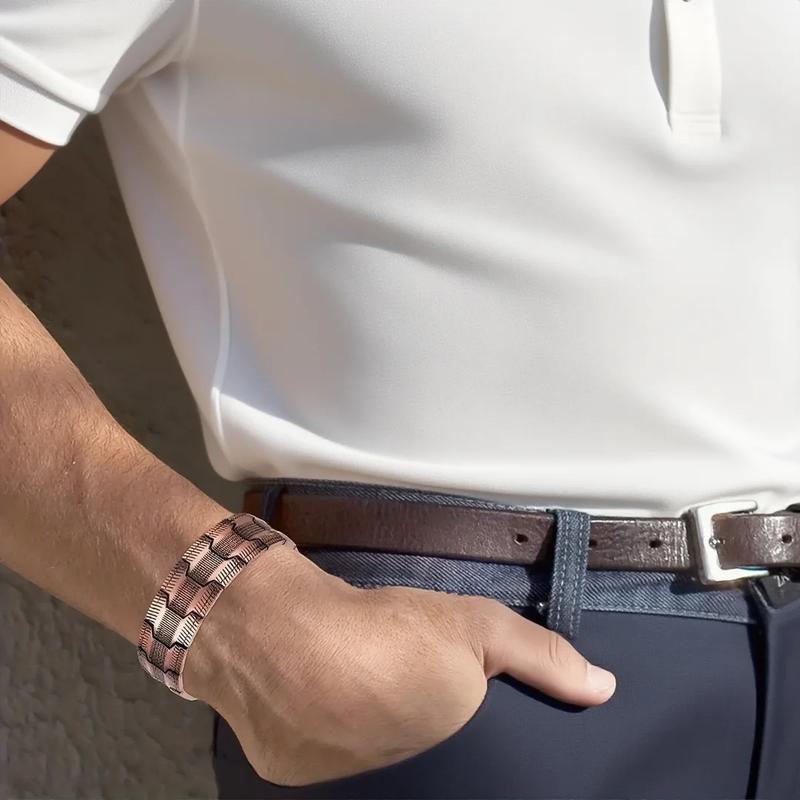 3X Men's Pure Copper Adjustable Magnetic Bracelet, 5000 Gauss Strength, Hypoallergenic Durable Wristband, Party & Daily Wear, Trendy TikTok Jewelry, Health Energy Bracelet, Gift for Dad, Husband, Boyfriend3