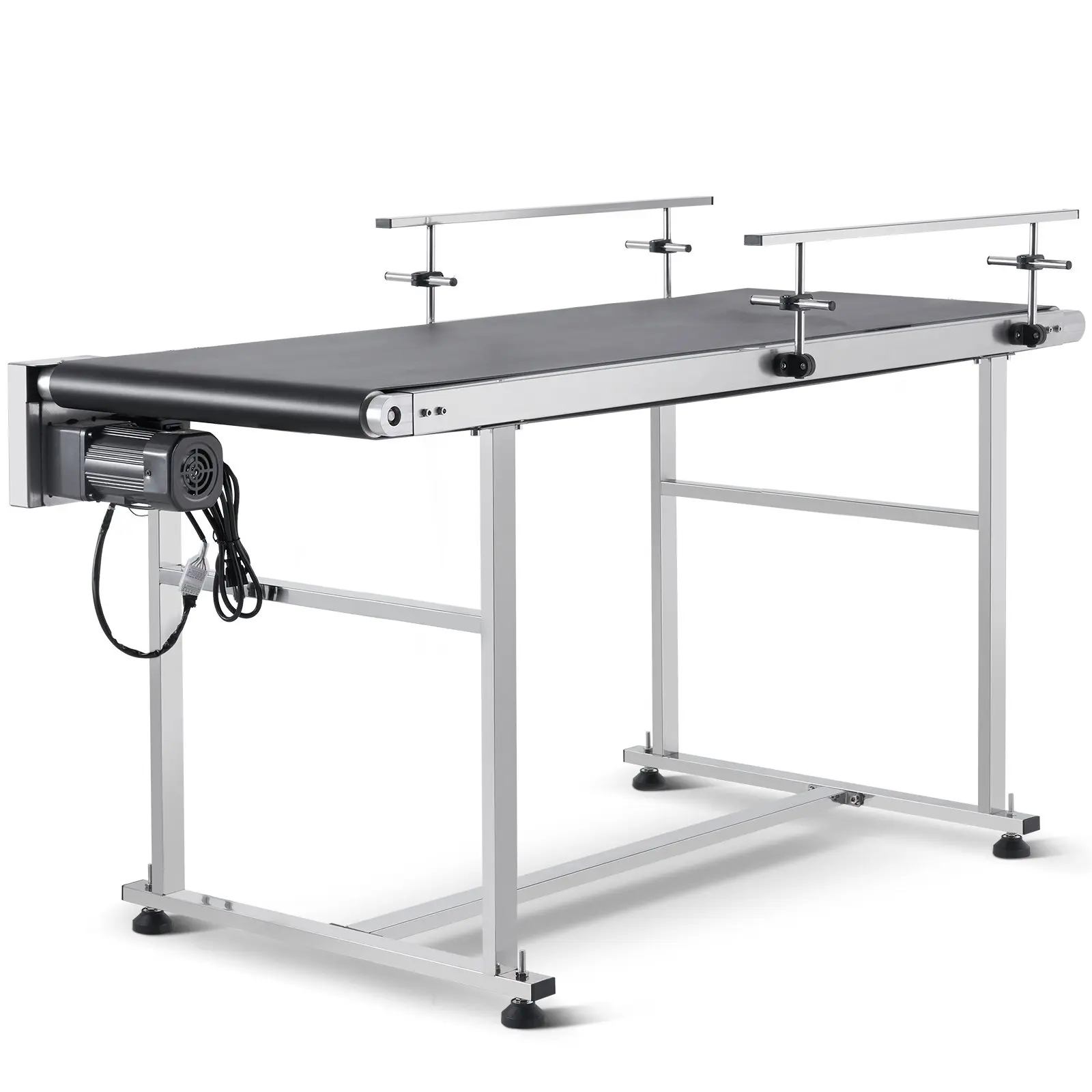 【DealsForYouDays】VEVOR Belt Conveyor, 59x 19.7 inch Conveyor Table, Heavy Duty Stainless Steel Motorized Belt Conveyor for Inkjet Coding Applications Powered PVC Belt Anti-Static Adjustable Speed (Double Guardrail)