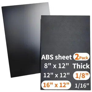 Black ABS Plastic Sheet,Moldable Plastic Panels,Thermoplastic Hard Board,High Flexible Tensile &  Strength,Textured & Smooth,for DIY Materials Handcrafts, (2, 16" x 12", 1/8" Thick)