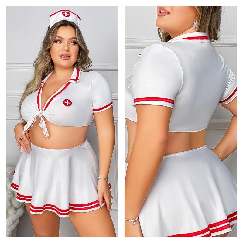 Plus Size Sexy Lingerie Uniform Nurses' Uniform Nurse Hat Milk Silk Strap Suit Hot Sexy Four-Piece Set - TikTok Shop Plus Size Sexy Lingerie Uniform Nurses' Uniform Nurse Hat Milk Silk Strap Suit Hot Sexy Four-Piece Set - TikTok Shop