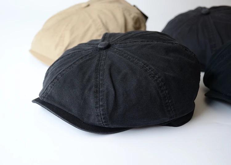 Men Big Head Newsboy Cap Peaky Hat Vintage Casual Cotton Cap Solid Berets England Visor Big Gatsby Flat Hat Detective Hats