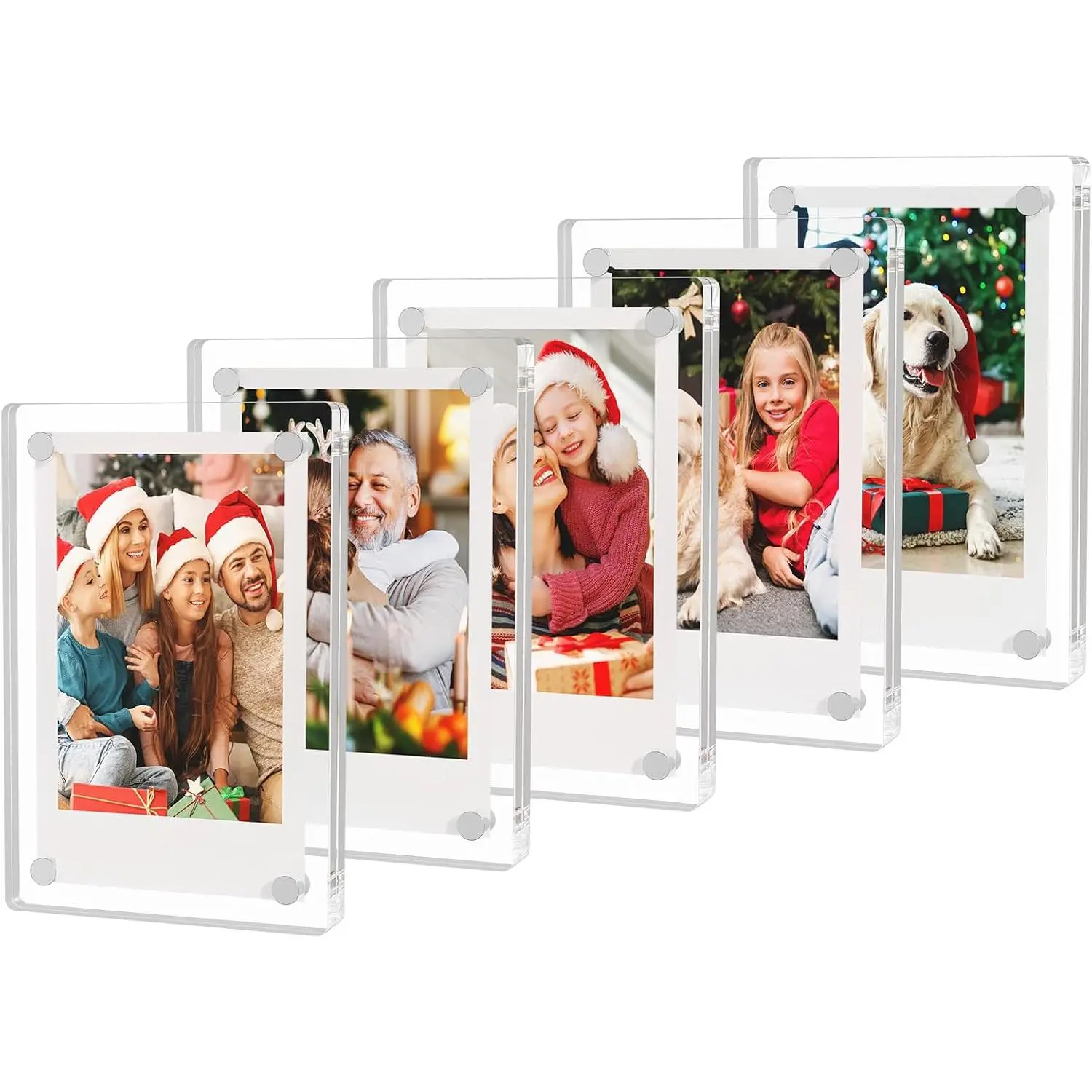 Fridge  Frame Clear 2x3 Picture Frame 5 Pack |  Refrigerator Photo Frame Display Frameless  Decor for  Instax Mini, 2.36 x 3.54 Inch,