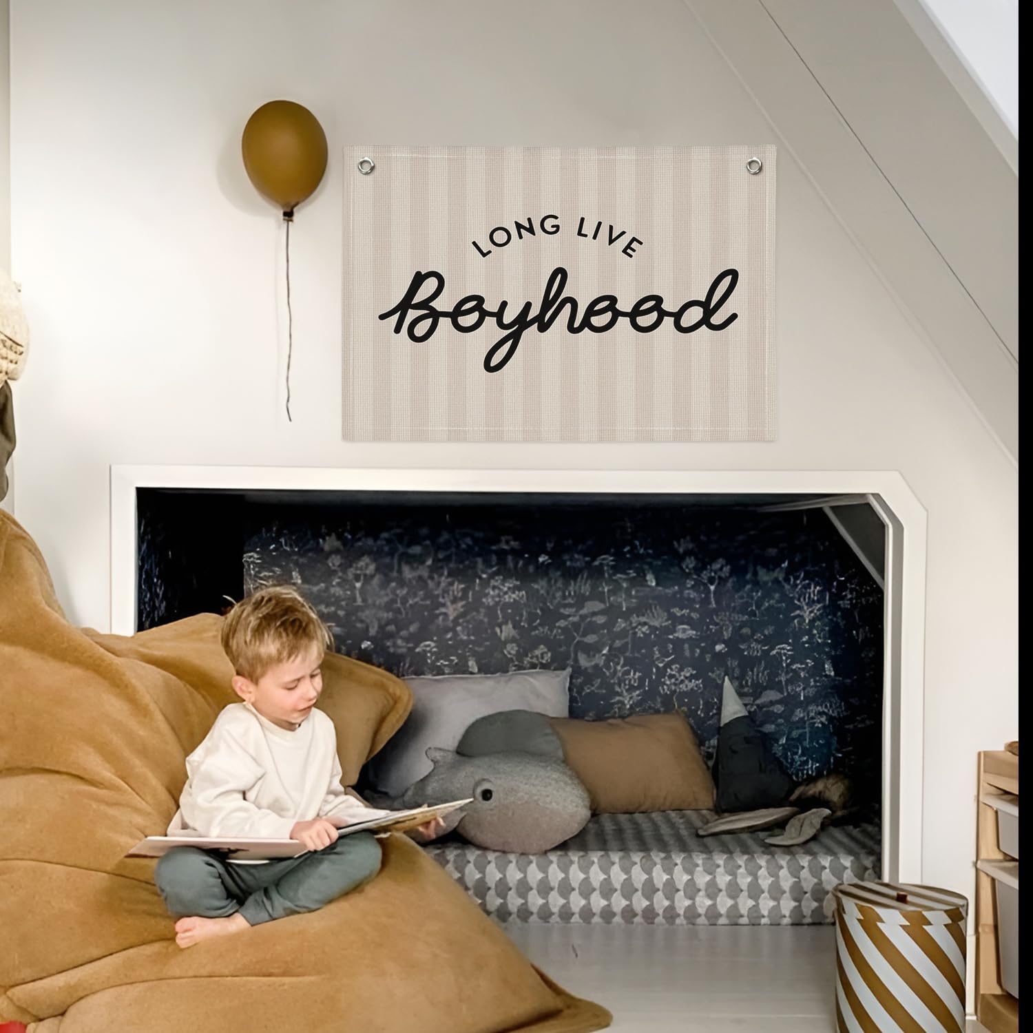 Long Live Boyhood Banner, Boy  Decor, Canvas Banner Wall Hanging Flag Decor for  Playroom  Room, Boys  Room