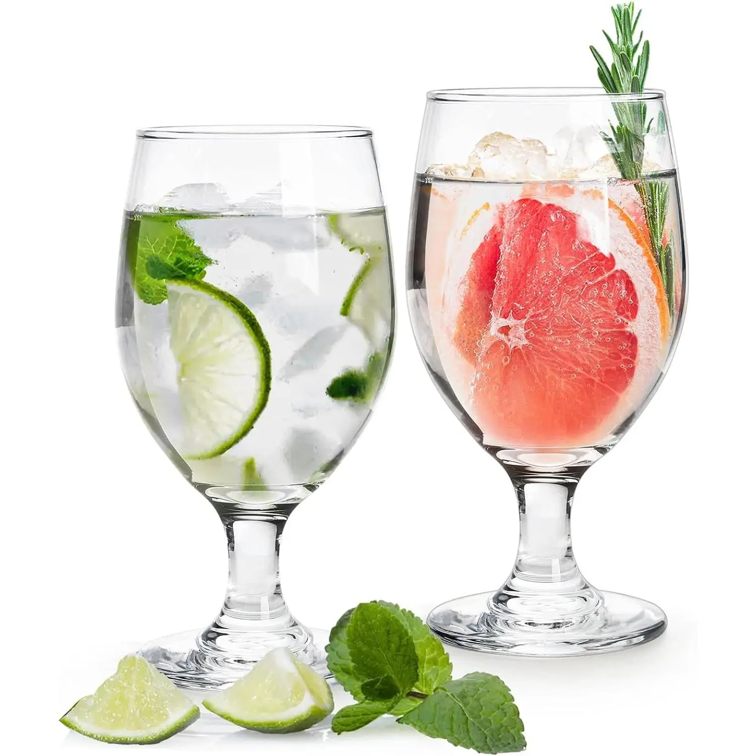 Bekith 12 Pack 13-Ounce Clear Goblet Party Glasses, Classic Beverage Juice Glasses