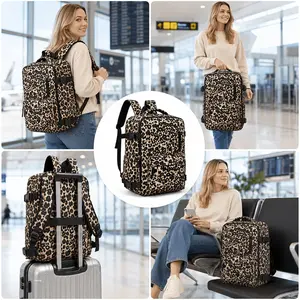 Leopard Print Travel Backpack,40*30*20CM  Easyjet Cabin Backpack for Men & Women, Large Carry-On with Laptop Compartment, Lightweight Travel Bag, Air Cabin Bag