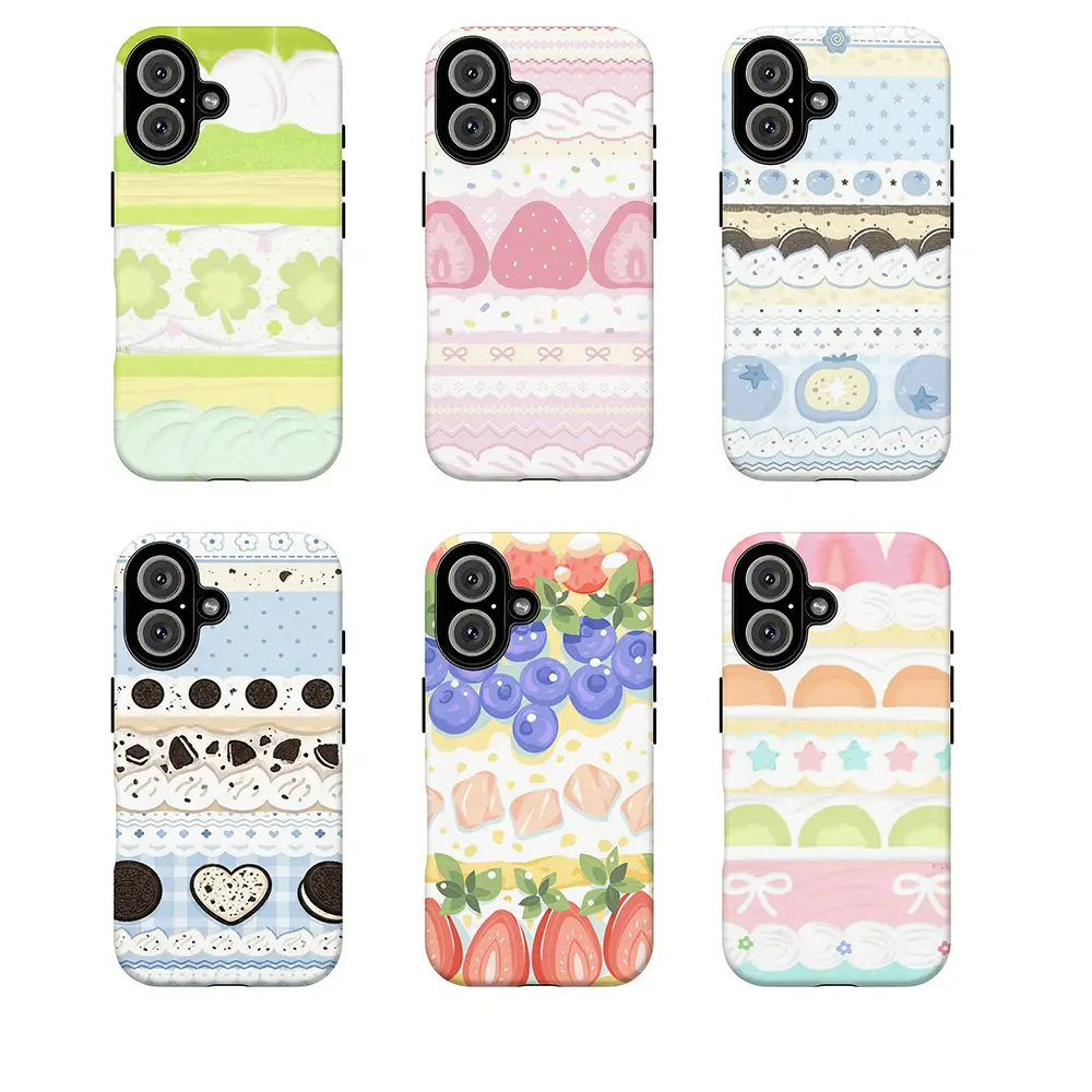Pastel Cute Dessert Collage Phone Case, Coquette Sweet Layer Cake Shockproof Case, Unique Gift for Soft Aesthetic Lovers Phone Cover Phone Cover For iPhone 18 Pro Max 17 16 15 14 13 12 11 for Samsung S21 S22 S23 S24 S25 S26 Phone Case