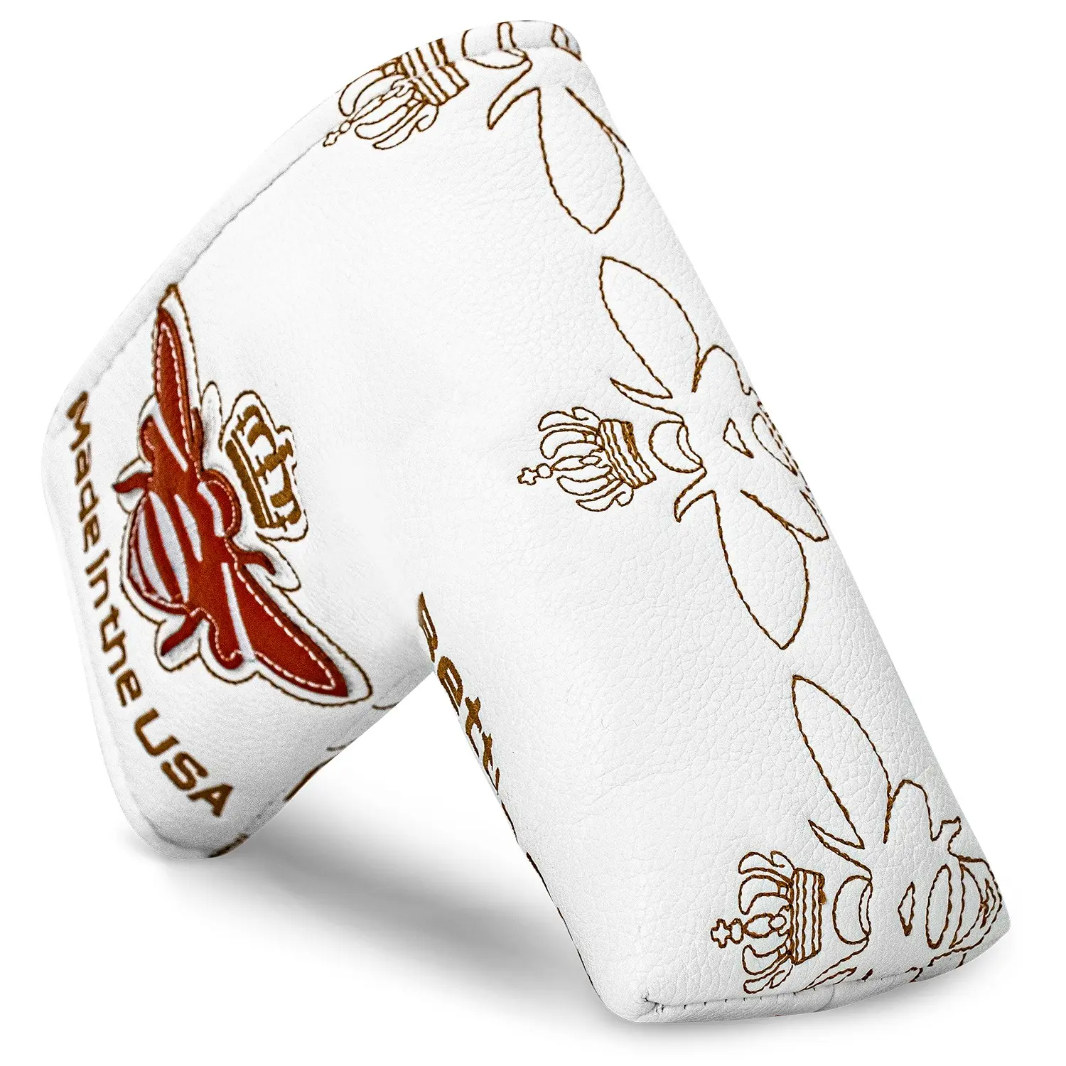 Golf Blade Putter Cover with Crown & Bee Design, PU Material, Soft Inner Lining, Durable and Unisex, Perfect for Golf Enthusiasts, Golf Accessory