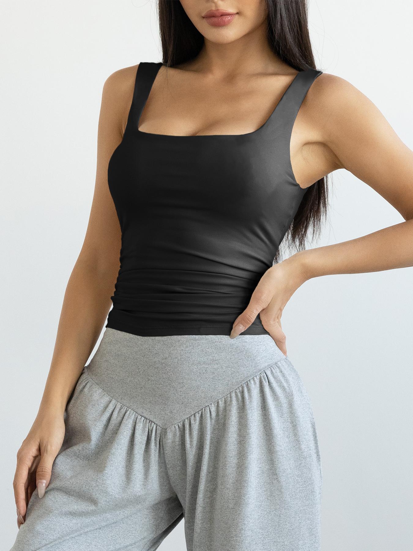 Women's Solid Color Sports Tank Top, Casual Comfortable Breathable Sleeveless Top for Exercise Gym Workout Running, Ladies Sportswear for All Seasons, Gymswear