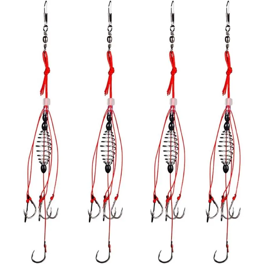Fishing Hooks Carp Fishing Baits Hook Lure with Fishing Spring Carp Feeder (Pack of 4)