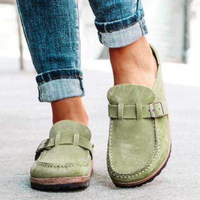 (New)2025 new fashionable women's shoes suede soft leather classic cork shoes anti slip slippers waterproof mule home sandals soft top shoelaces arch support