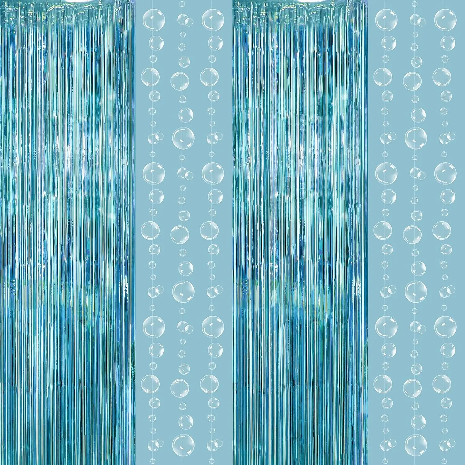 Decor365 Under The Sea Party Decorations Bubble Garland Backdrop Mermaid Birthday Party Decorations Ocean Theme Streamers Foil Fringe Curtain Pool Beach Theme Decor Bubbles Backdrop