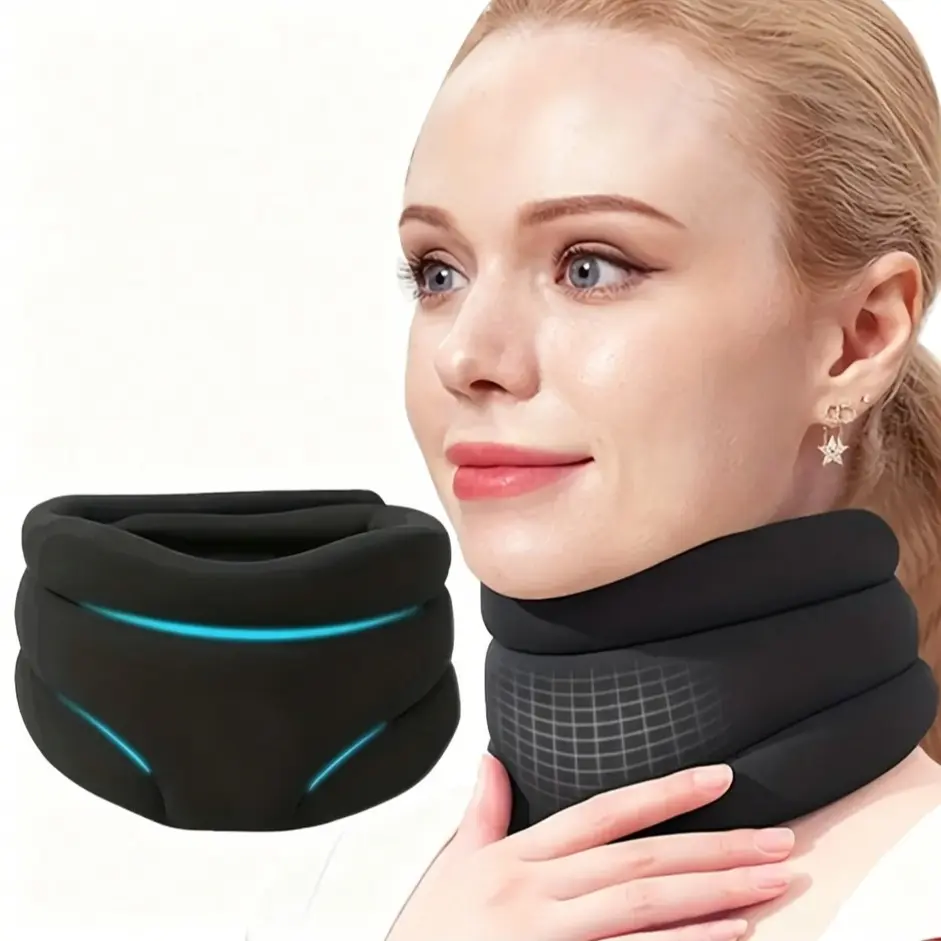 Neck Support Brace for Neck Pain Relief, Soft Foam Neck Strap for Sleep, Travel, Work, Adjustable Cervical Stabilizer for Men and Women, Healthcare