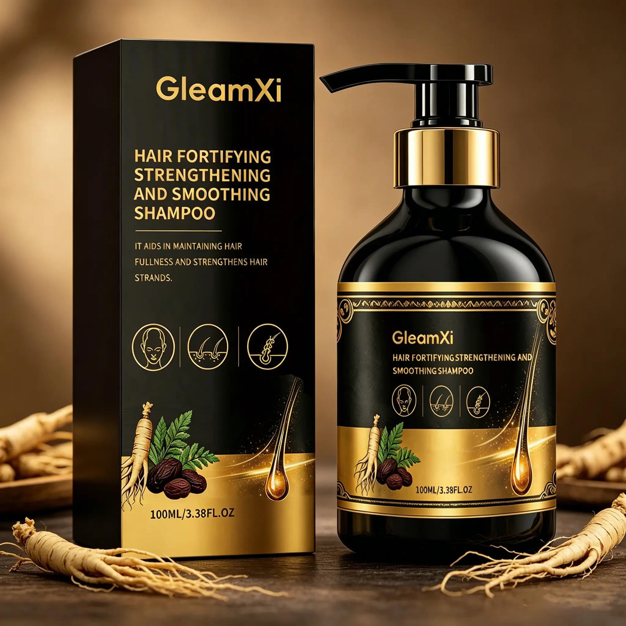 Plant-Based Root Strengthening Shampoo (100ML), Multi-Dimensional Herbal Hair Essence, Cleanses Oil, Smooths Hair, Volumizes Hair