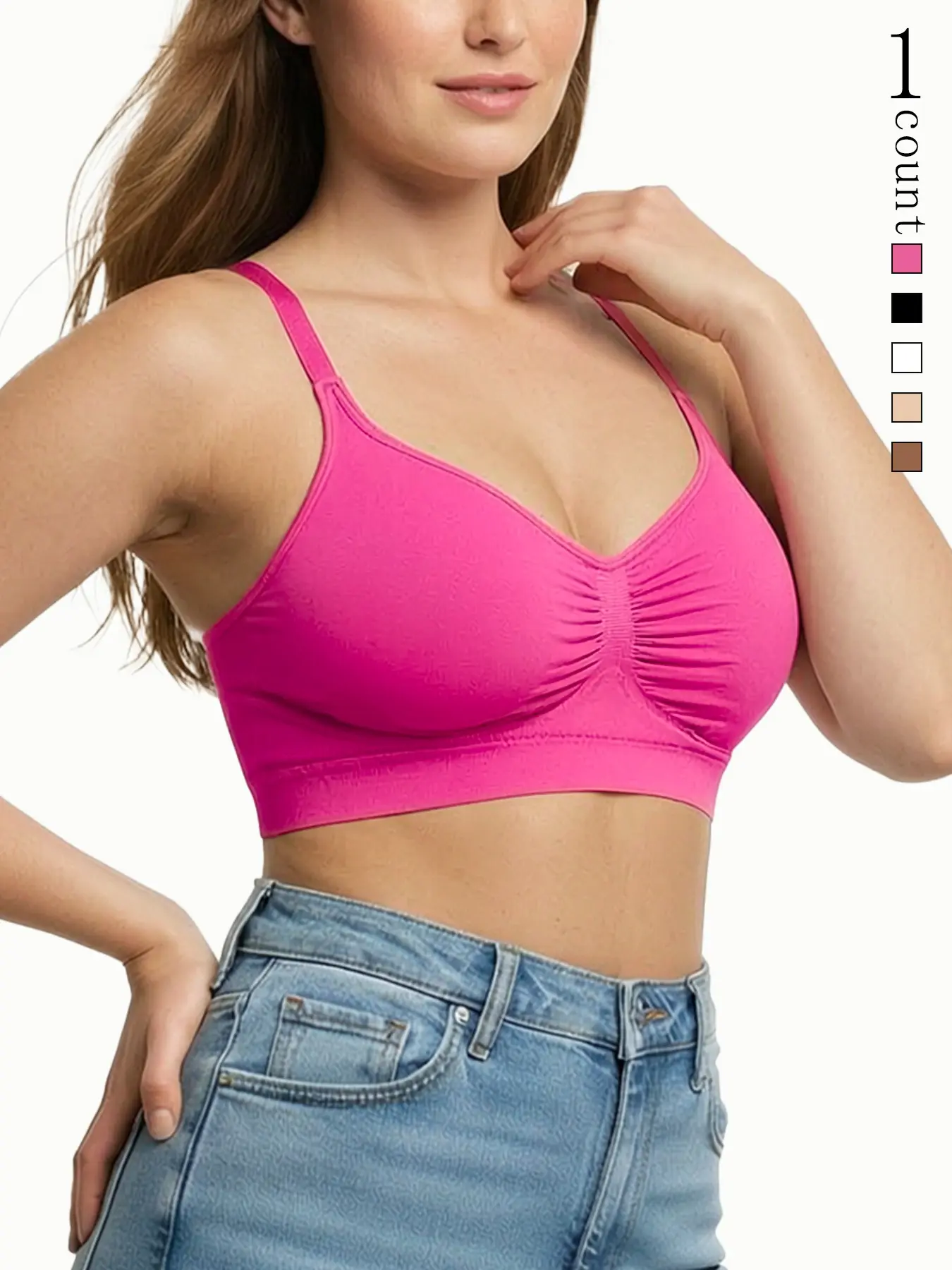 Women's Ruched Wireless Bra, Push-Up Bralette, Backless Sexy Bra, Removable Pads, Seamless Comfort, Small Chest Underwear
