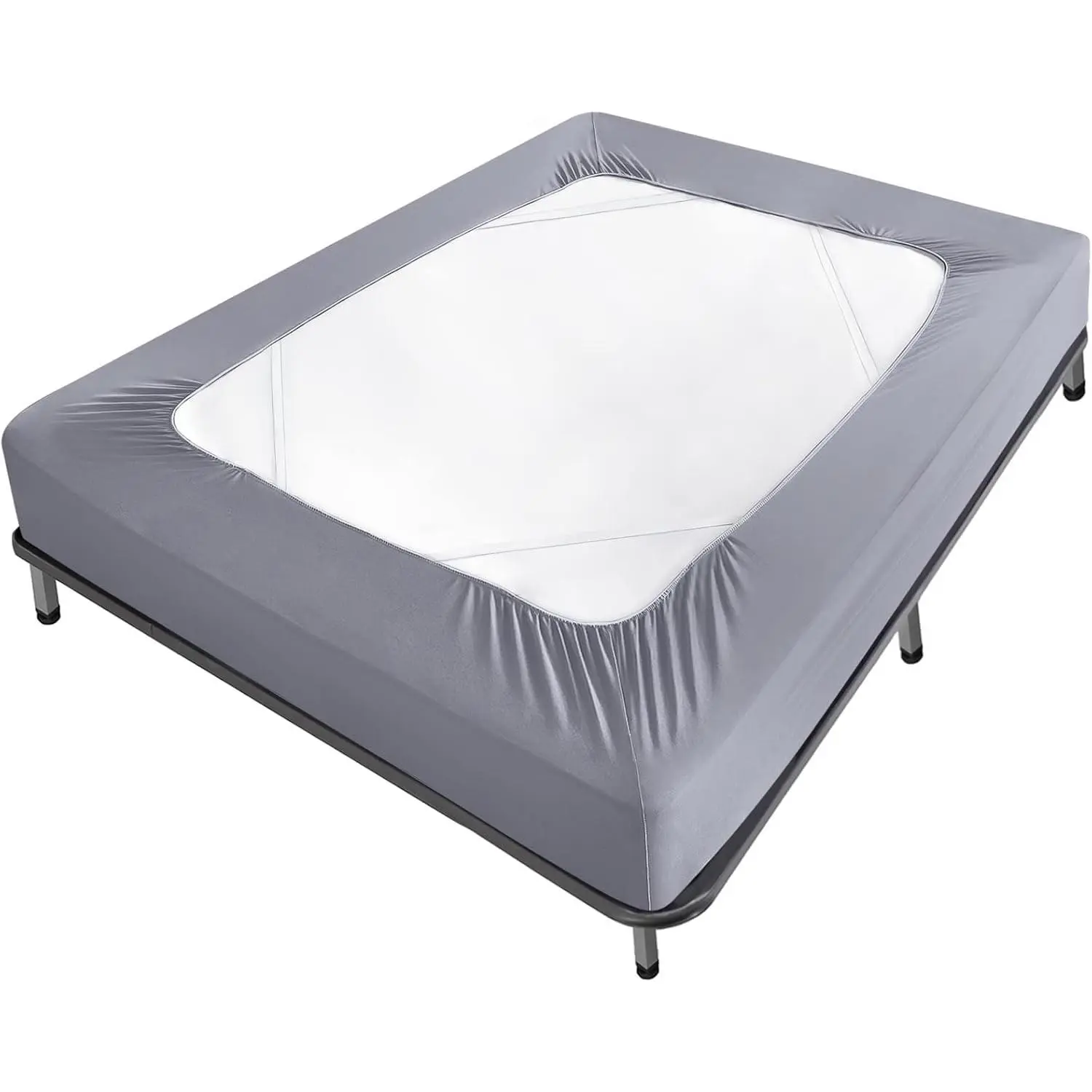 Queen Size Clean-Lined Stretch Fabric Box Spring Cover - 4-Side Wrap, Snug Fit, Ultra Soft, Wrinkle-Free Bed Skirt Replacement for Hotel, Home