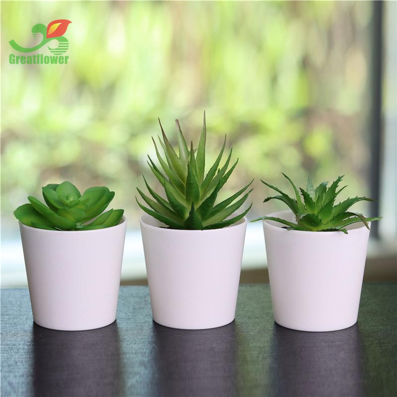Artificial Succulent Plant with Pot, 3pcs/set Plastic Simulated Potted Plant Ornaments, Decorative Fake Plant for Office Home Decor