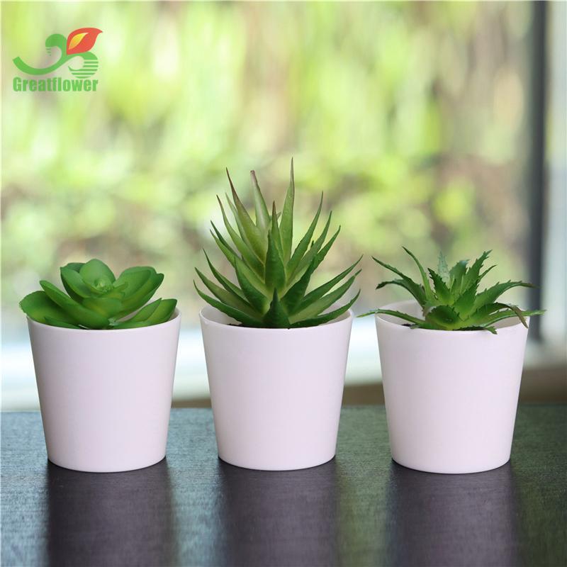 Artificial Succulent Plant with Pot, 3pcs/set Plastic Simulated Potted Plant Ornaments, Decorative Fake Plant for Office Home Decor