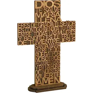 12 Inch 6 Pack Rustic  Crosses Maria Torched Wooden Tabletop  Rustic Standing  for Religious Church Decor Prayer Gifts