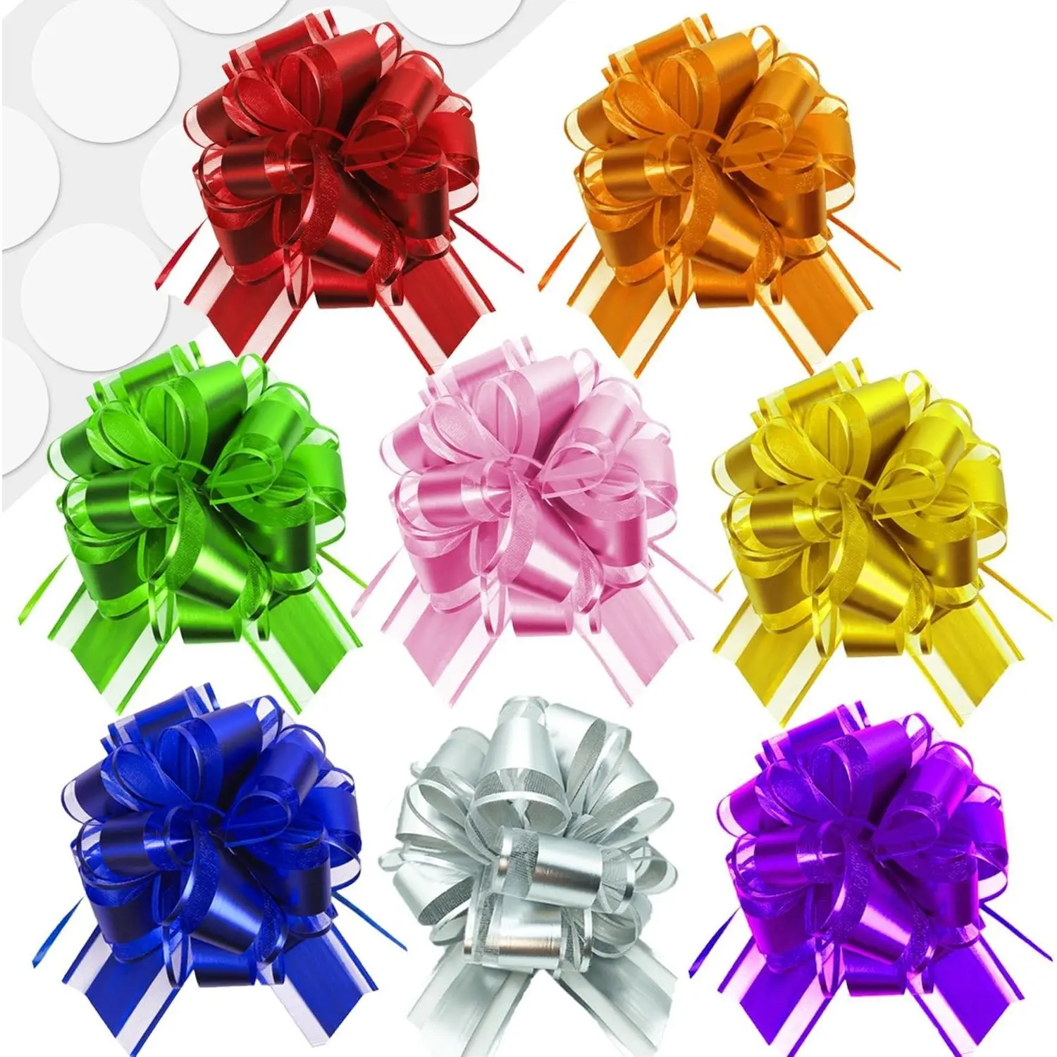 Pull Bows for Gift Wrapping: 8PCS 6 Inch Multiple Colors Large Bow | Waterproof Reusable | Birthday Party Wedding Ribbon Bow | Perfect for Christmas Valentine's Day | Boxes or Flower Decorations