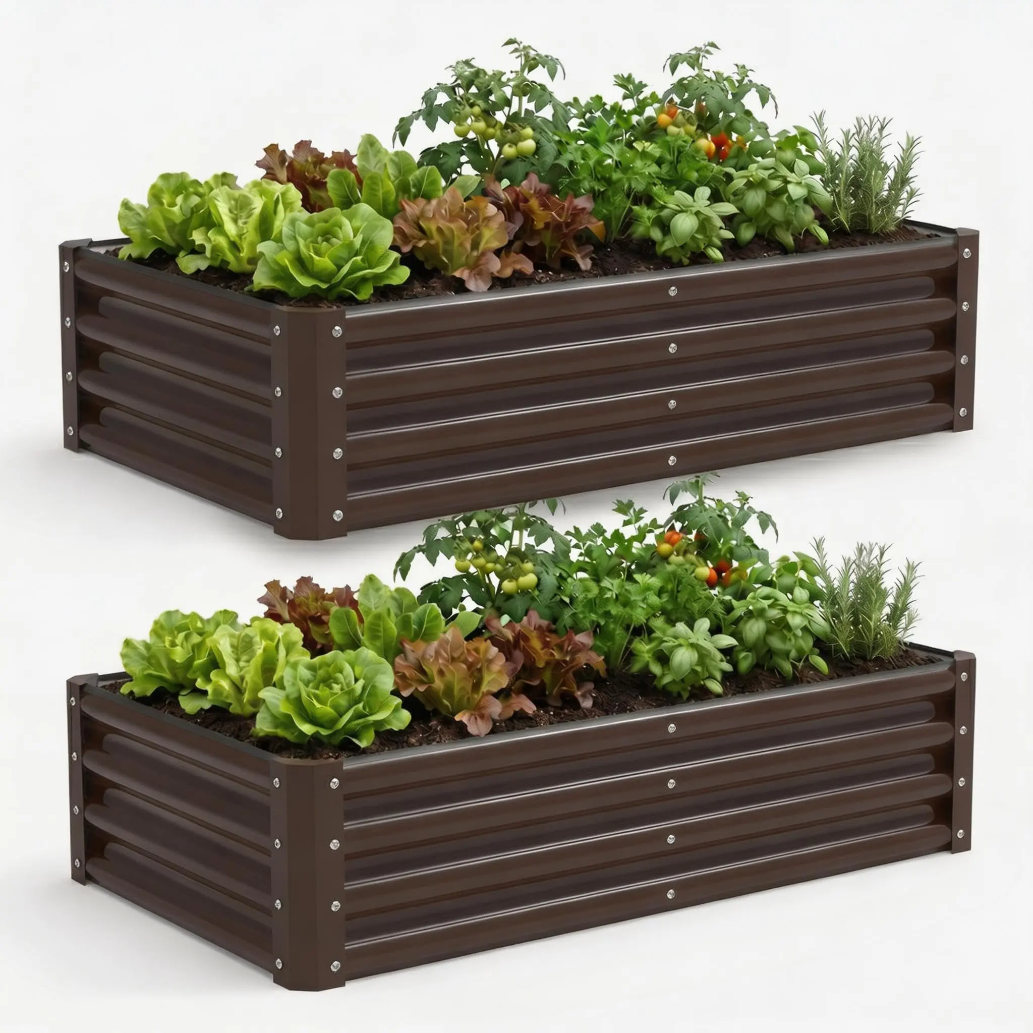 GARVEE 2 pcs 4x2Ft Galvanized Raised Garden Bed Outdoor, Above Ground Garden Bed for Vegetable, Metal Raised Beds for Flower, Steel Raised Beds for Gardening