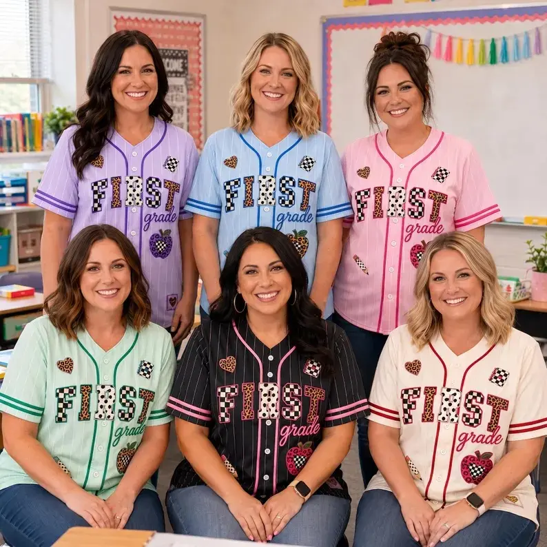 Leopard Teacher Baseball Jersey, Personalized First Grade Shirt, Custom Classroom Teacher, Back To School Outfit, Elementary Teacher Apparel