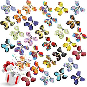 20 Pcs Magic Flying Butterfly Wind Up Rubber Band Powered Flying Butterfly Toy Surprise Gift for Explosion Box Envelope Wedding Birthday Party 20 Classic Style