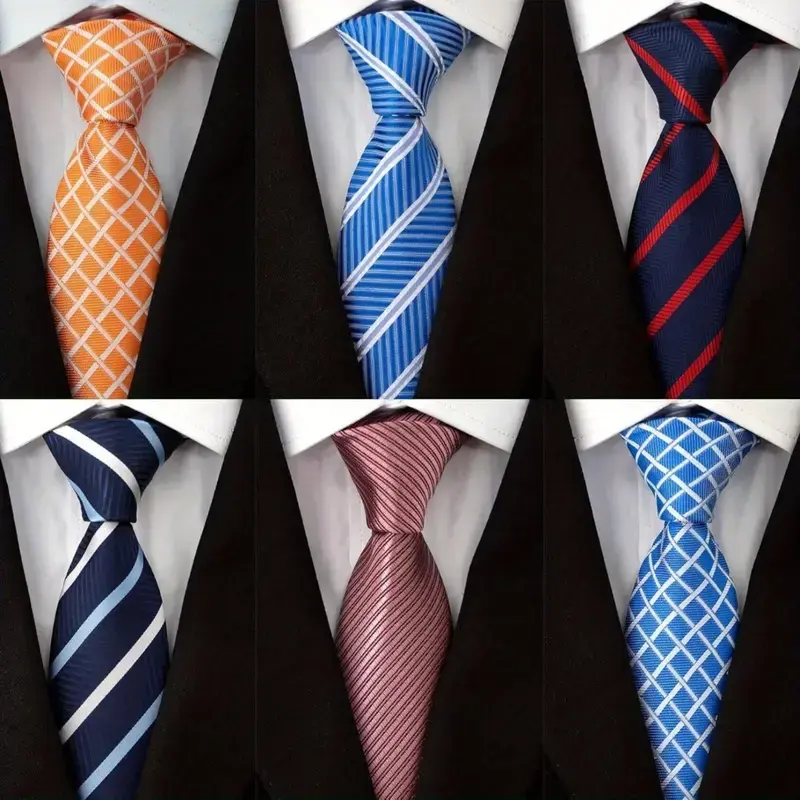 Men's Classic Striped Plaid Necktie - Male Wear for Business Look, Wedding Fit, Formal Suit Accessory - Father's Day Gift for Dad, Husband