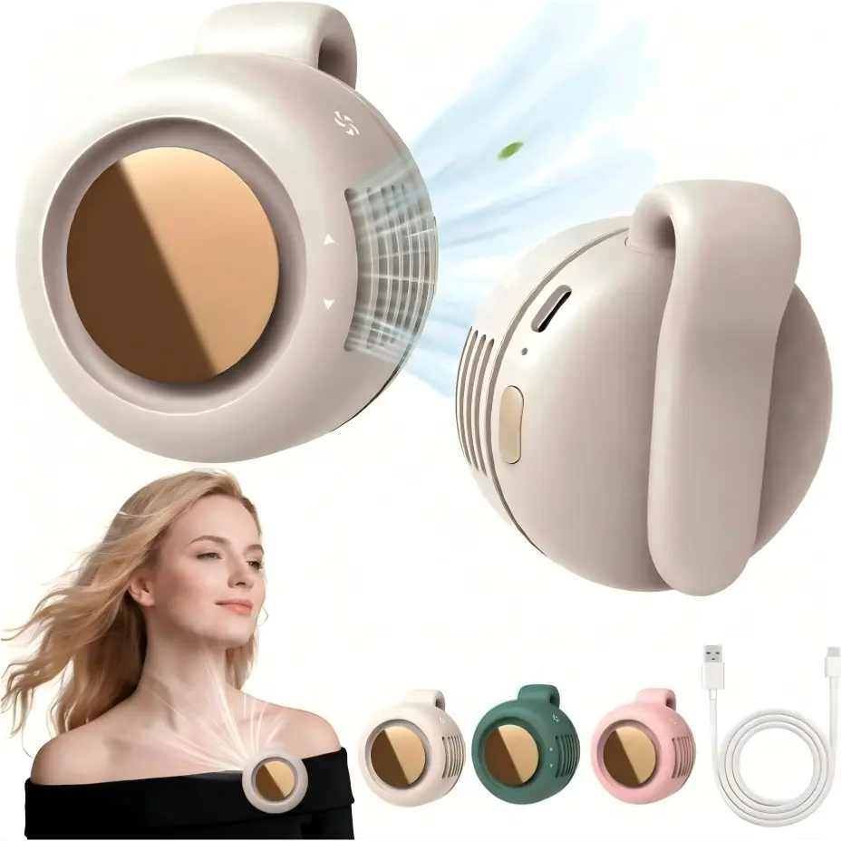 Bladeless Mini Handheld Rechargeable Fan - 3 Speeds, Rotatable Body, Waist Mount, Phone Cooling Function - Outdoor Travel Essential, Practical Party Gift for Home & Festive Use