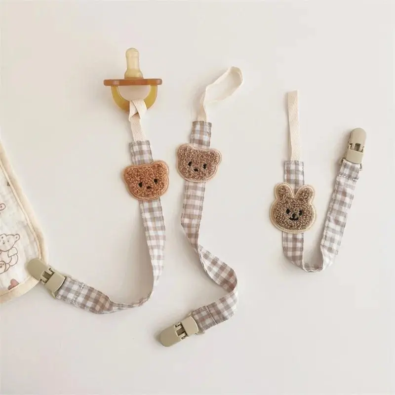 Cute Bear Baby Pacifier Clip Chain - Infant Feeding Soother Dummy Holder Strap Nipple Holder Pacifier Clips Accessory for Babies
