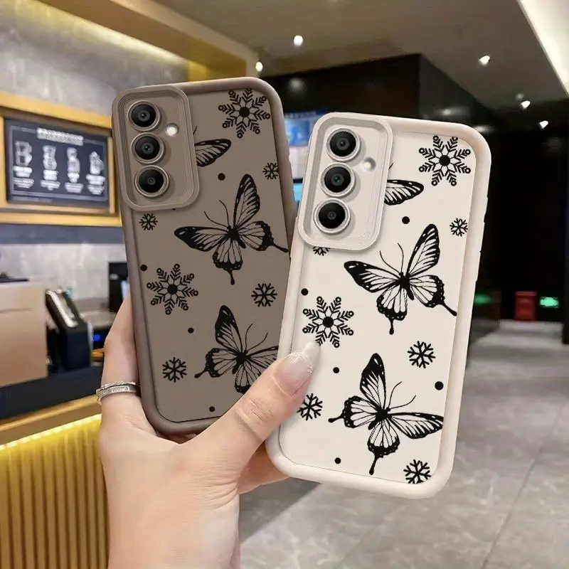 Light Luxury Easy Exquisite Hollow Black Butterfly Cute Pattern iPhone Case for Samsung Galaxy S26 S24 Plus S25 S23 S22 S21 Ultra FE S24+ Note20 A54 A53 A52 A36 A35 A34 A33 A17 A16 A15 A14 A13 Soft Gel Cover with Camera Protection, Gift for Her