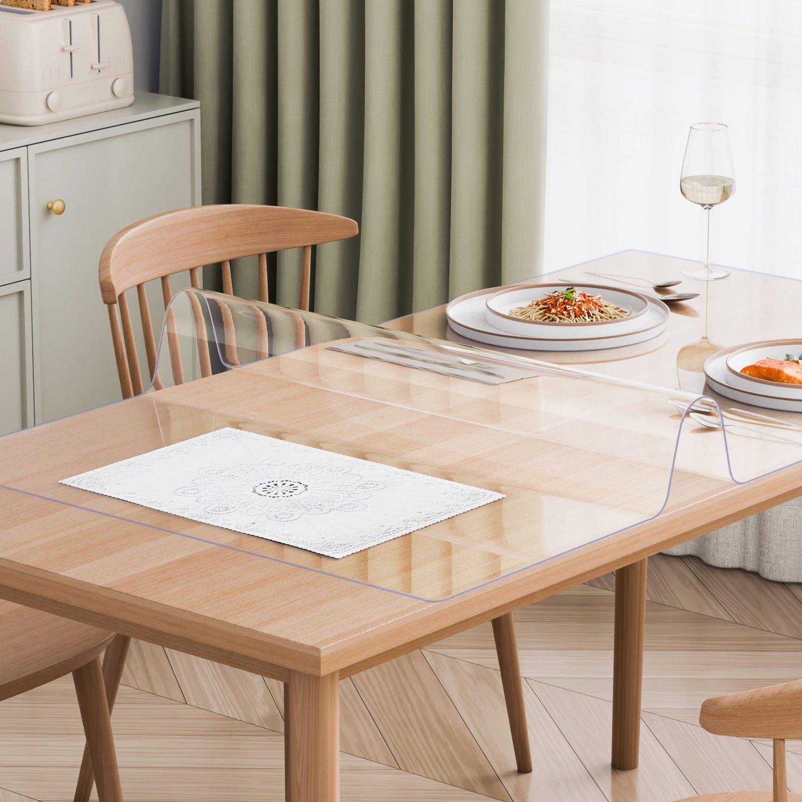 VEVOR Plastic Table Cover, 14 x 24 Inch 1.5 mm Thick Clear Table Protector, Rectangle PVC Desk Mat, Waterproof & Easy Cleaning Desk Pad Tablecloth, for Office Dresser Dining Room Table Night Stand VEVOR Plastic Table Cover, 14 x 24 Inch 1.5 mm Thick Clear Table Protector, Rectangle PVC Desk Mat, Waterproof & Easy Cleaning Desk Pad Tablecloth, for Office Dresser Dining Room Table Night Stand