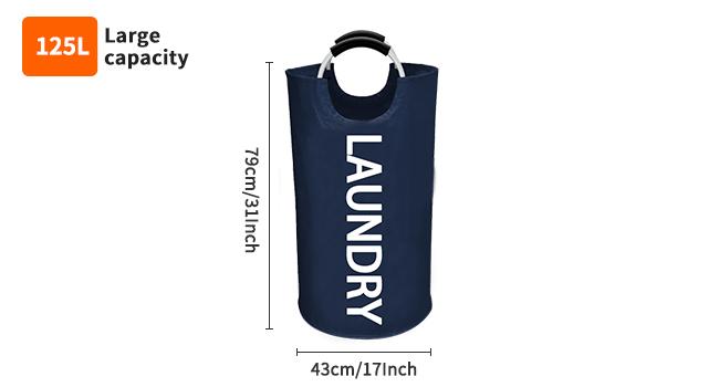 125L Large laundry basket,Collapsible laundry hamper, Tall Clothes Baskets Folding Washing Bin Foldable Fabric Hamper Bags for Bedroom, Closet,Bathroom,College,laundry bag,lightblue