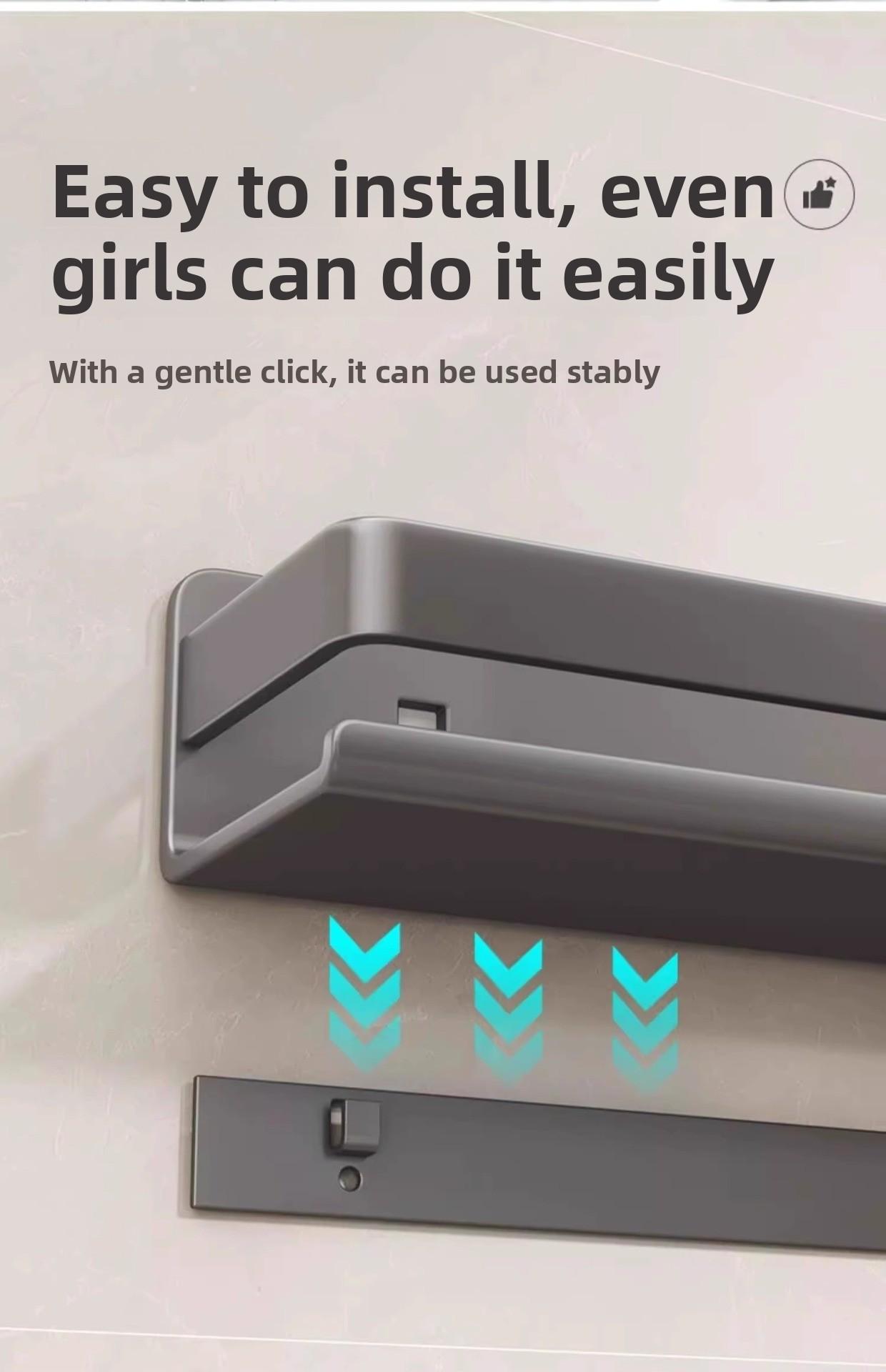 Kitchen storage rack, seasoning shelf, punch-free wall-mounted multifunctional hanging rack for condiments on the wall