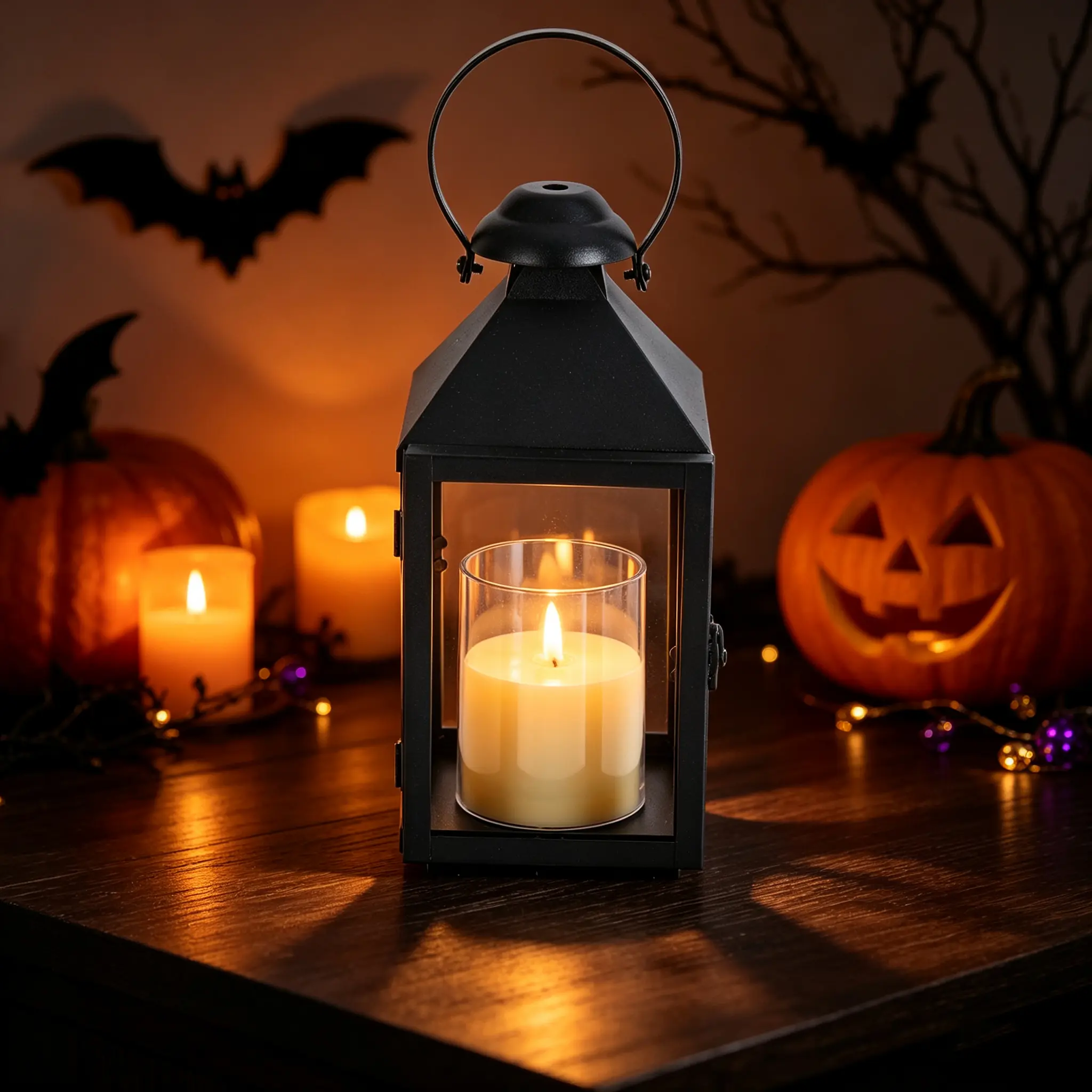 1/2 Pcs Black Decorative Lanterns Metal Candle Lanterns for Indoor Outdoor Events Parties and Weddings Vintage Style Hanging Lantern