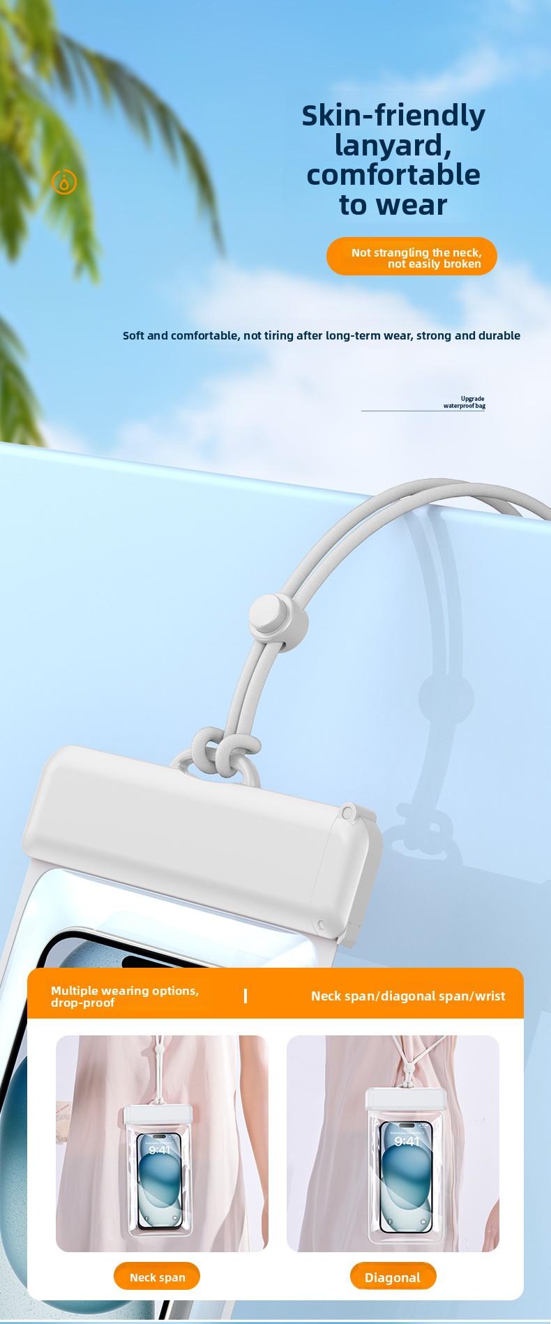 Mobile phone waterproof bag, touch screen diving cover, swimming takeaway rider special hot spring dust bag, waterproof mobile phone cover