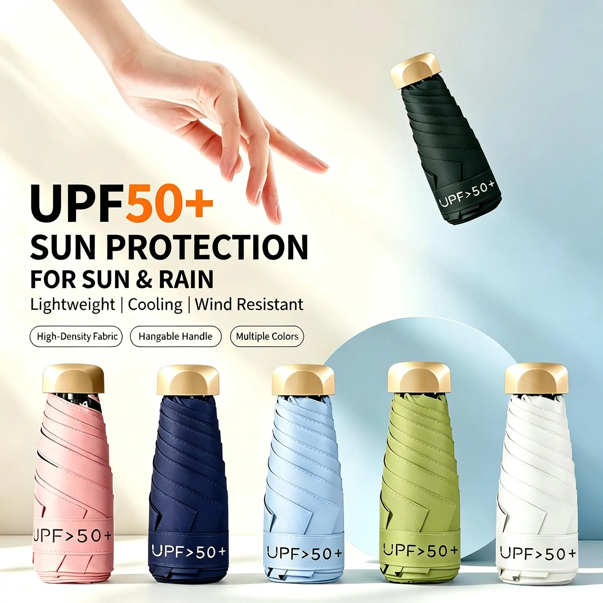 Lightweight Mini Flat 6-Bone Sun Umbrella, Foldable UV Resistant Pocket Sunshade, Portable Outdoor Protection, 1pc
