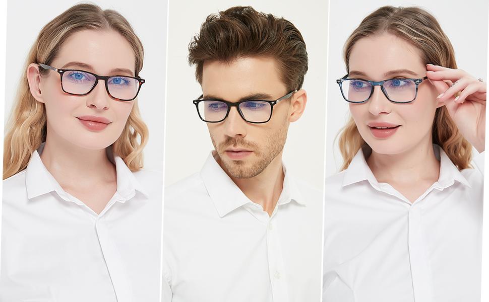 2 Pack Progressive Multifocus Reading Glasses Men and Women Computer Blue Light Blocking Anti Eyestrain Readers (Blue Brown, 1.75)