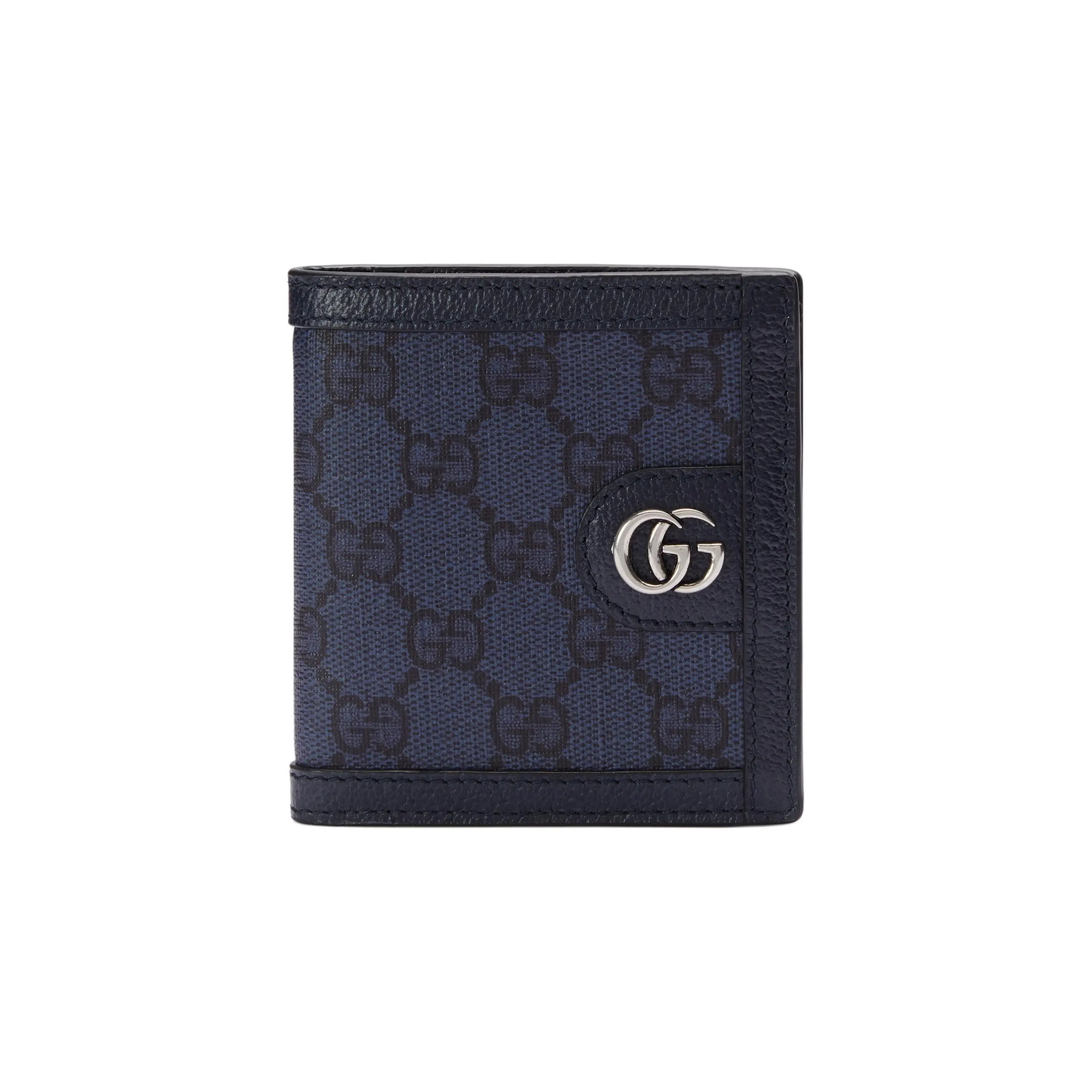 Gucci Ophidia Double-G Logo Flap Wallet for Men in Blue and Dark Blue Canvas and Leather