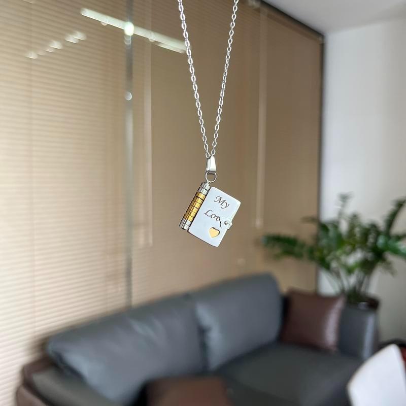 Best Love Ever Book Necklace - Personalized 6-Page Engraved Pendant with Hidden Messages, Openable Flip Design | Adjustable Silver & 18k Gold | Perfect Valentine's Day, Anniversary, Birthday Gift for Lover - A Timeless Love Letter Close To Their Heart