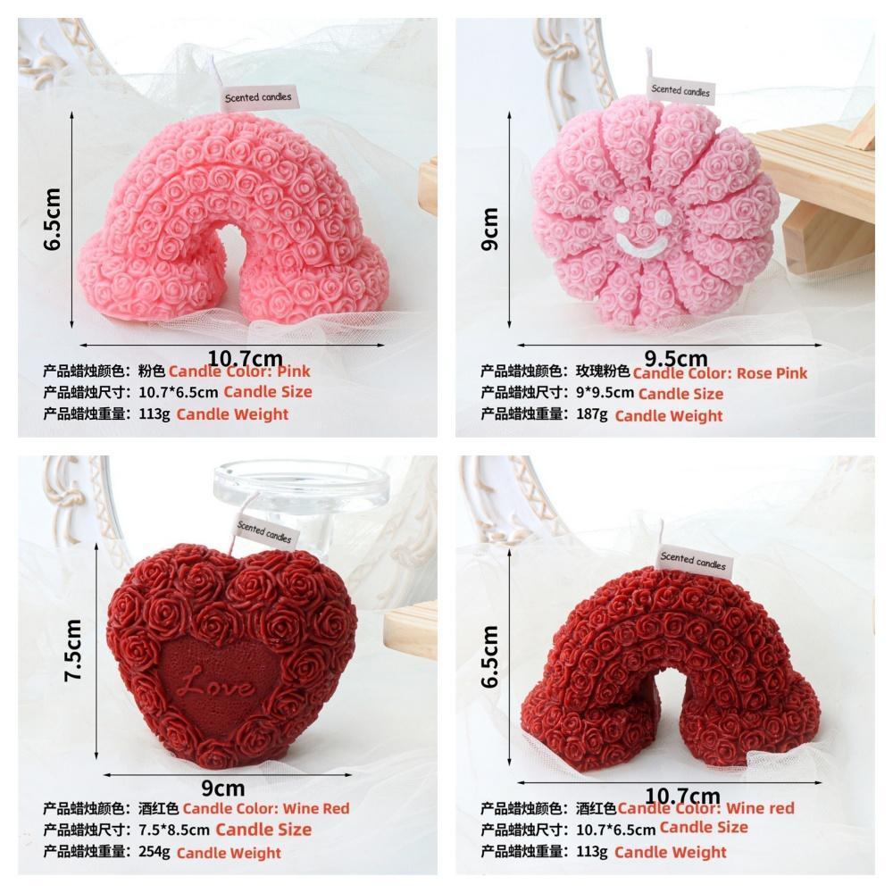 Beautiful Love Rainbow Roses Flowers Scented Candle Mother's Day Festival Romantic Wedding Supplies Birthday Elegant Gift