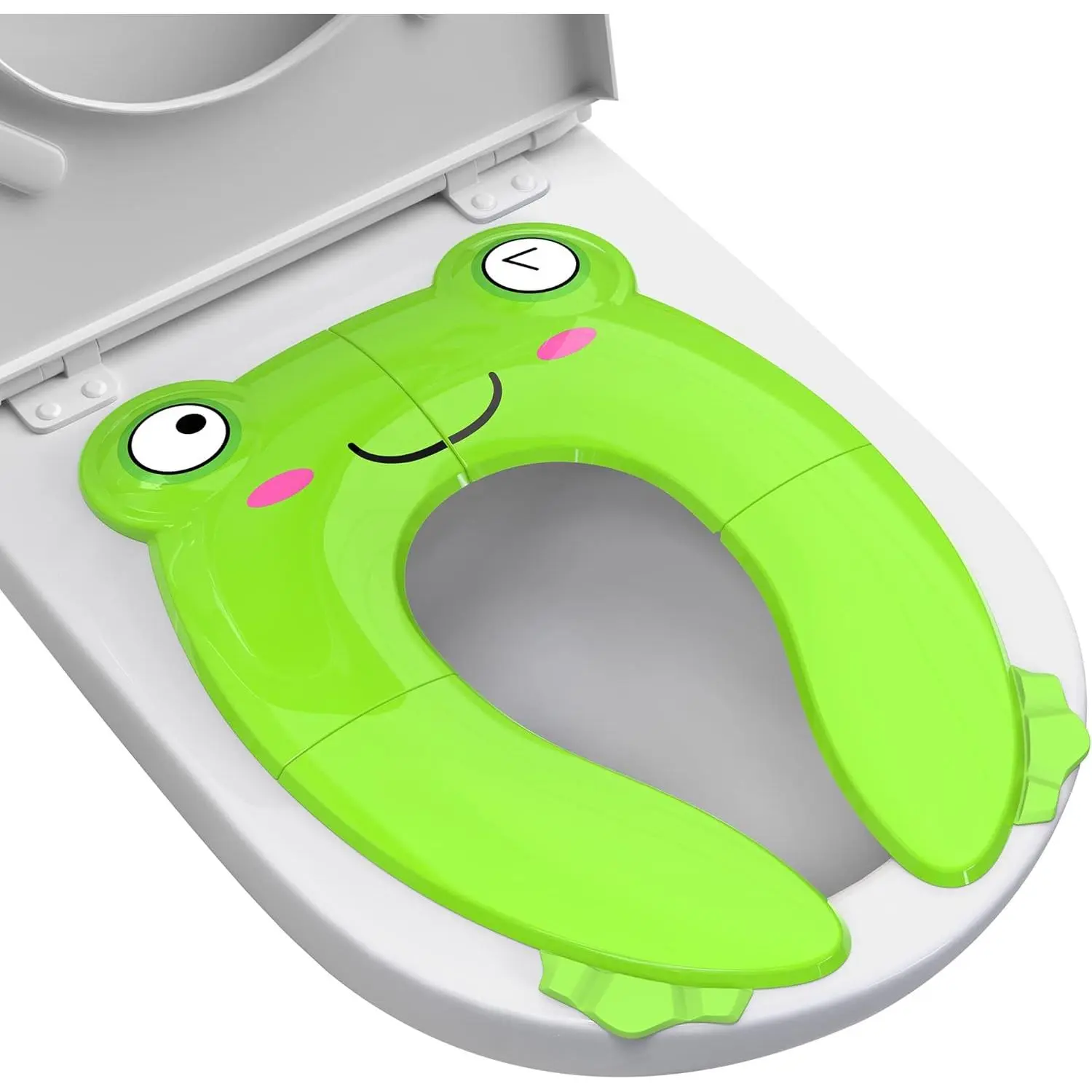 Portable Potty Seat  Toddler Travel - Foldable Non-Slip Potty Training Toilet Seat Cover  Boys Girls, Baby Kids with Drawstring Bag (Green Frog) New model