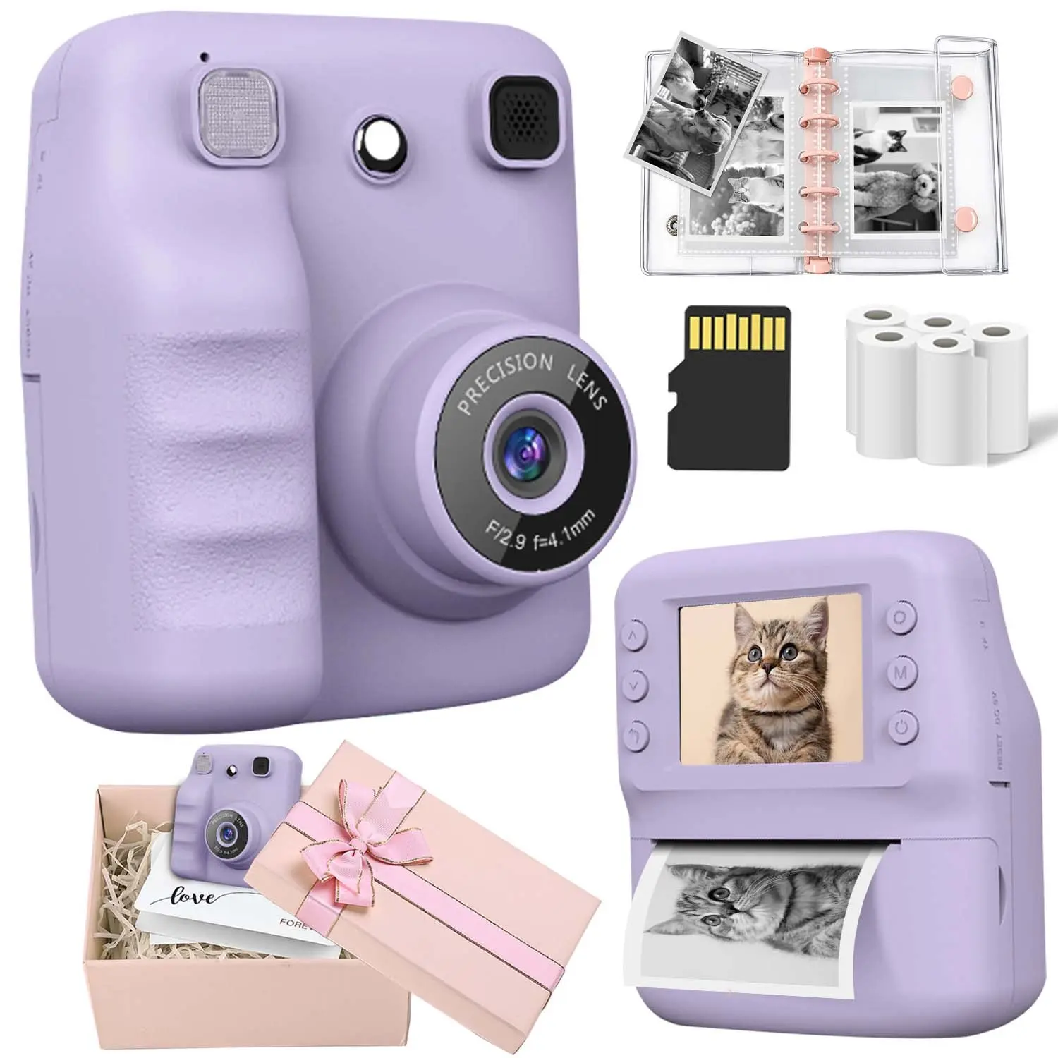 Instant Print Camera, Polaroid Camera, 48mp Digital Camera, 1080P Video, USB-C Charging, Perfect Gift for Kids, Ideal for Special Occasions