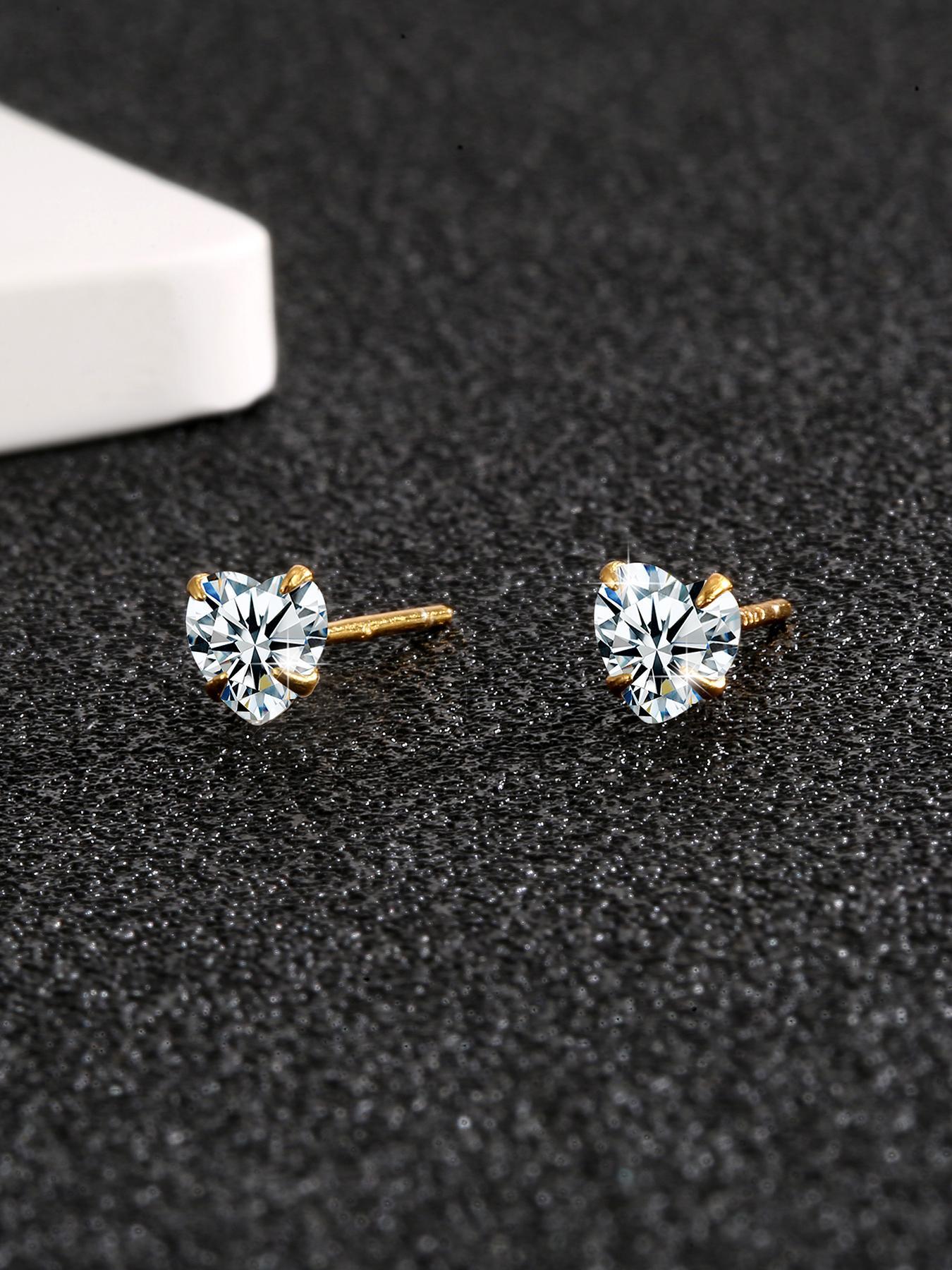 S925 Sterling Silver Heart Design Artificial Zircon Decor Stud Earrings, Heart Shaped Earrings, Fashion Earrings for Women & Men, Trendy All-match & Exquisite Jewelry for Birthday Gift