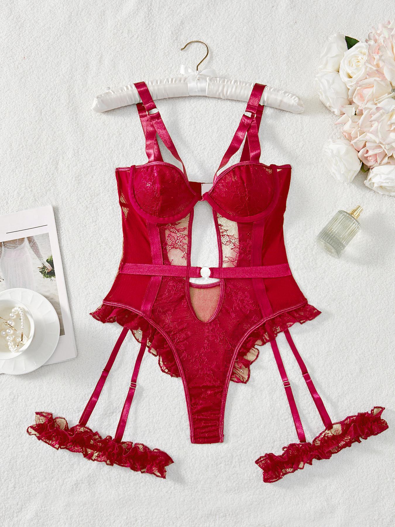 Christmas Sexy Embroidered Lingerie Set, High-Quality Comfortable Transparent Bra, Slim-Fit Adjustable Straps, All Seasons Wear, Lace Lingerie Set, Lace Underwear Set