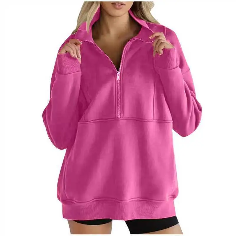 2026 New Cross-Border Amazon WISH Best-Selling Solid Color Patchwork Fleece Zipper Warm Top