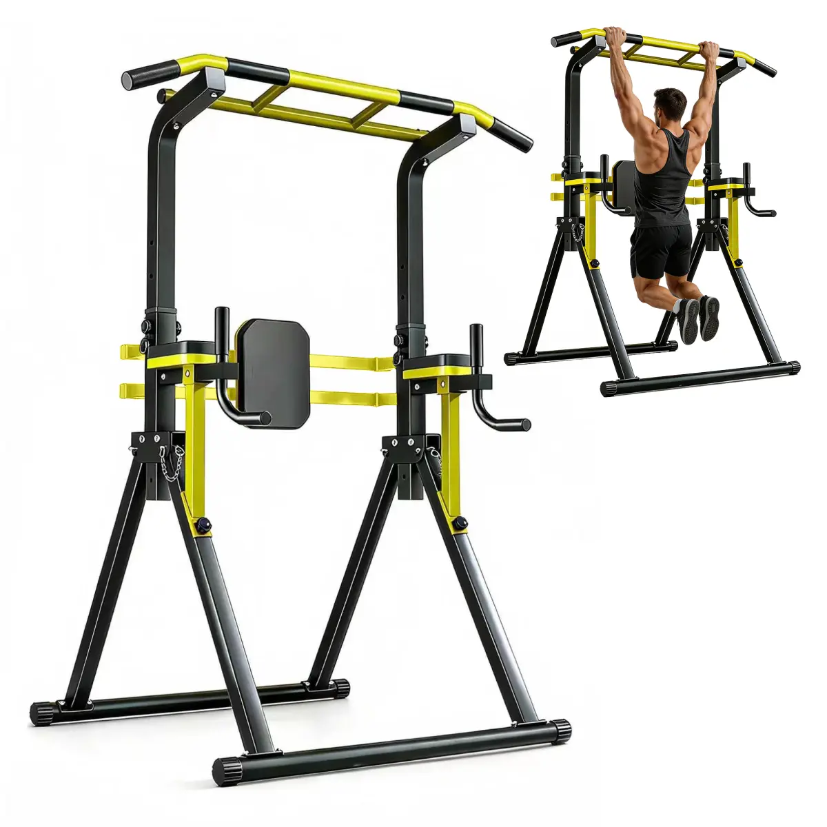 AobtkelPower Tower Pull Up Bar Station, 10-Level Adjustable Height Dip Station, Heavy-duty Frame Structure,Multi-Functional Home Gym Strength Training Equipment