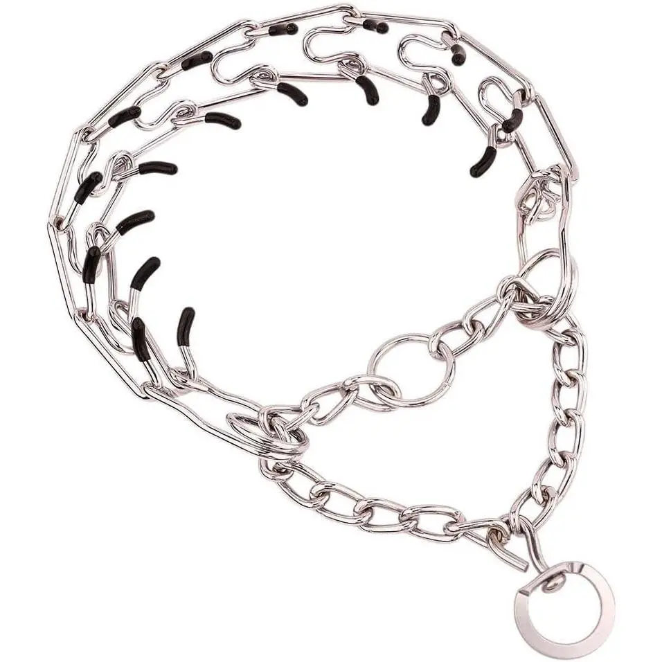 No Pull Prong Dog Collar Adjustable Dog Pinch Training Chain Collar with Comfort Rubber Tips for Training Guidance Small Medium Large Dogs (XL)