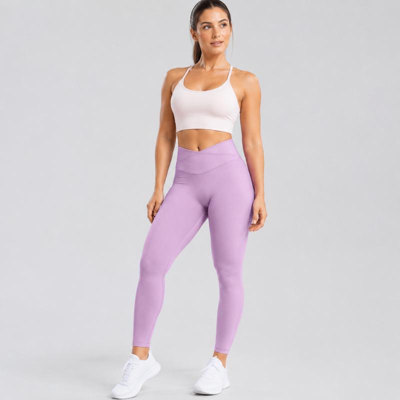 Dfyne Women's Seamless Cross-Waist Scrunch Bottom Lifting Leggings - High-Waisted, Butt Lift, Multi-Size, Stretch Fabric, Quick-Dry Workout Gear for Gym Fitness