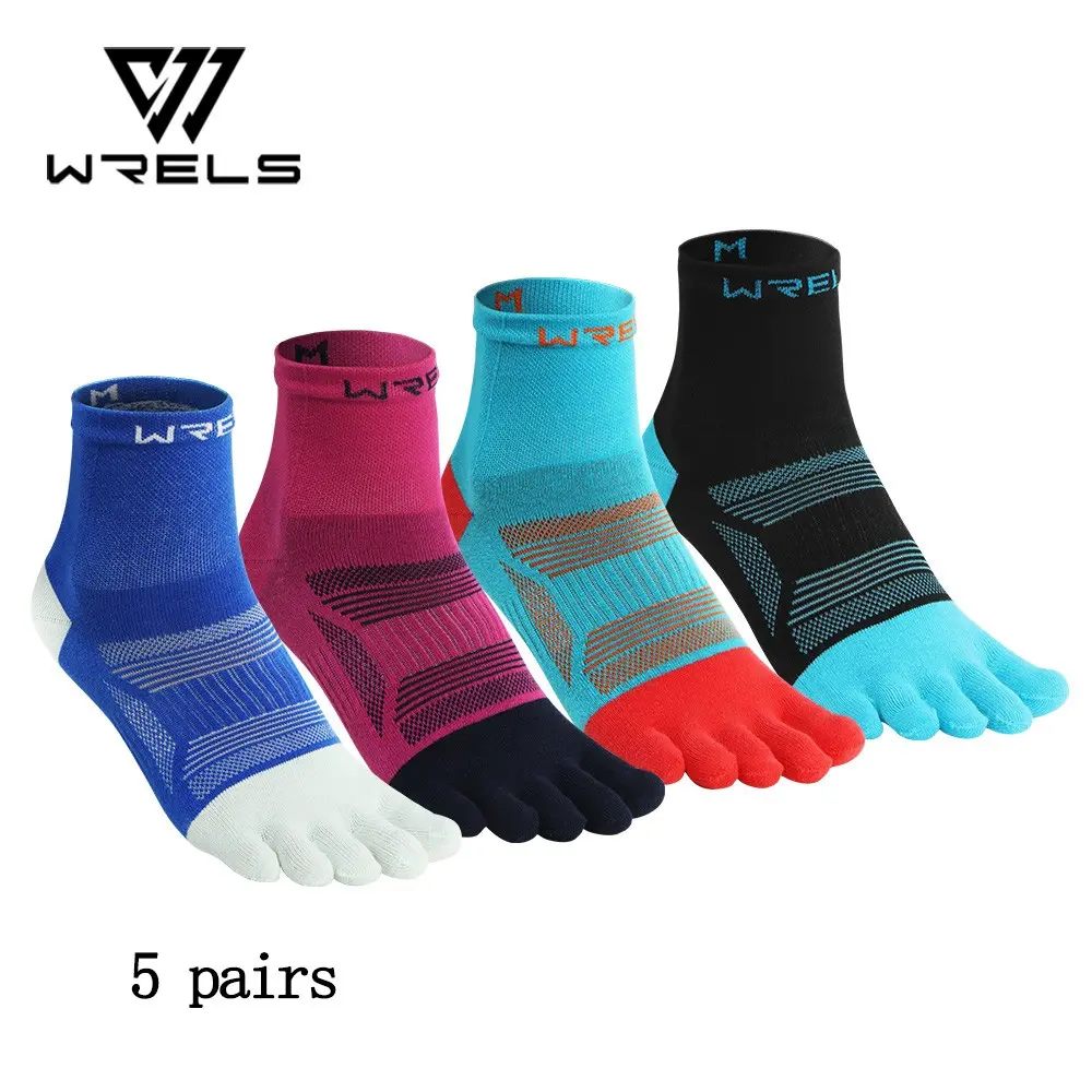 Wrels Outdoor Five-Finger Athletic Sports Socks, Professional Running Socks, Workout Socks, Mid-Calf High Elasticity, Ideal for Active Lifestyle