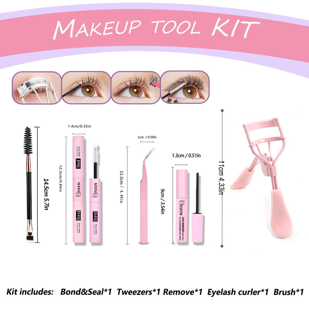 Eyelash Extension Tool Kit, Including Eyelash Bond and Seal, Eyelash Bond Glue, Eyelash Adhesive, Remover, Curler, Brush & Tweezers for DIY Lash Application, Gentle Eye Makeup Tools, Compact Cosmetic Set, Multifunctional Makeup Brush, Includes Lash Tools